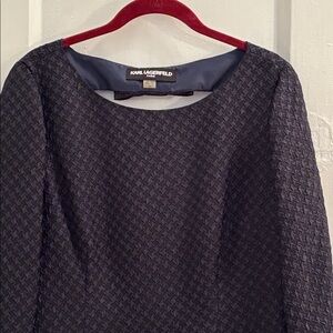 Karl Lagerfeld Midnight Blue Three Quarter Flair Sleeve Dress